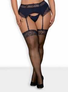 Krásné punčochy Obsessive Drimera stockings XXL - černá - XXL
